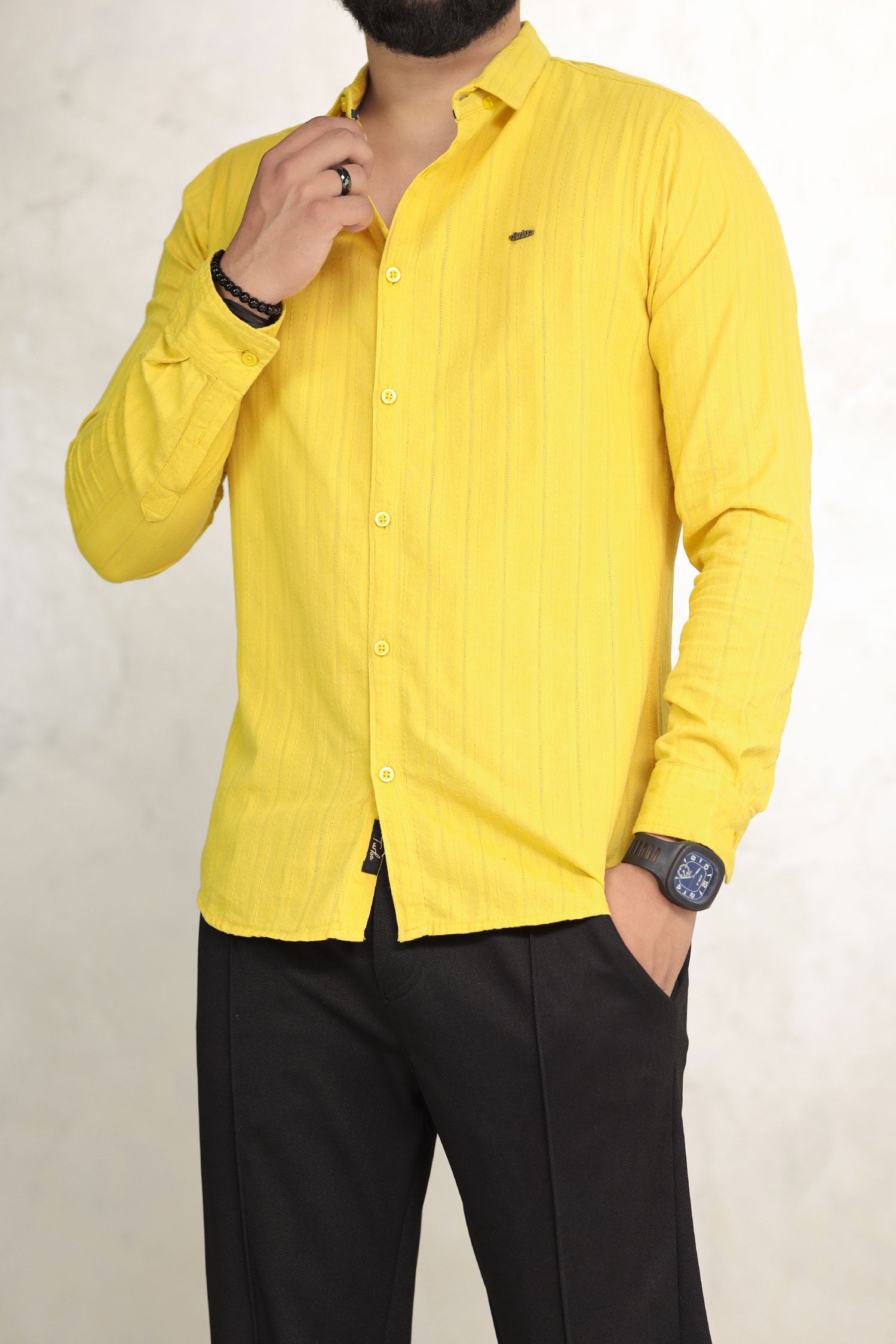 Turbo Billy Textured Knit Long Sleeve Cotton Casual Shirt