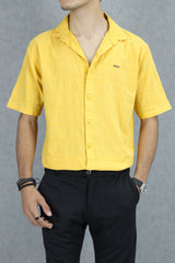 Turbo Knit Craft Crochet Casual Shirt In Yellow