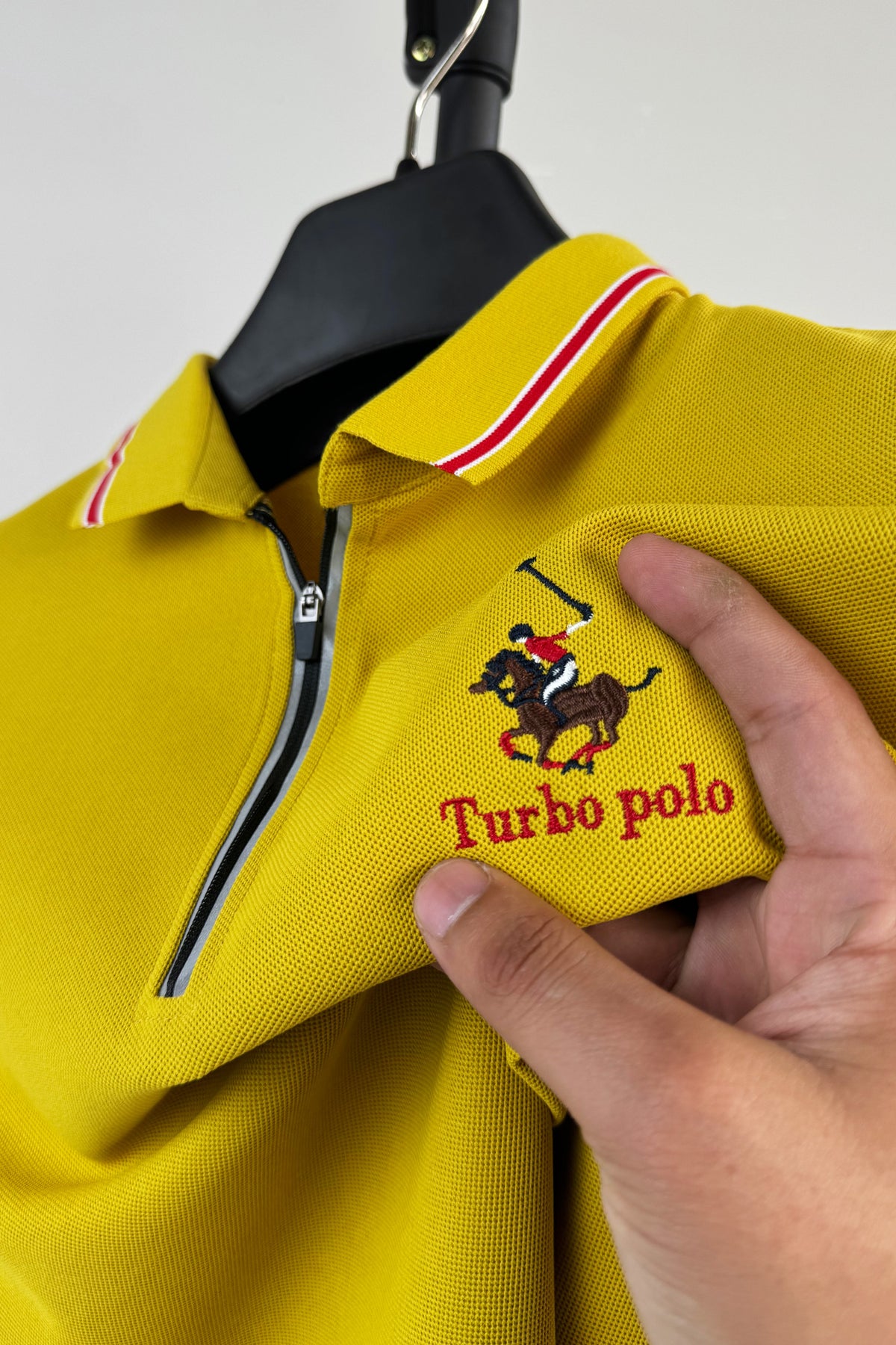 Turbo Polo x R/L Zip Collaered Men's Polo Shirt In Yellow