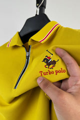 Turbo Polo x R/L Zip Collaered Men's Polo Shirt In Yellow