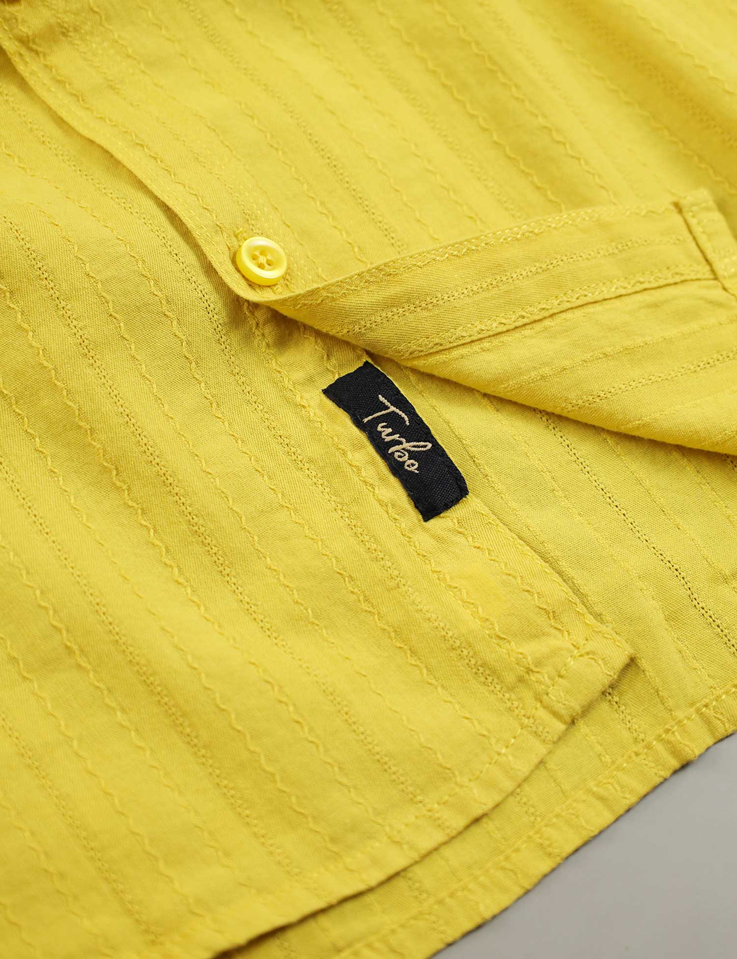 Turbo Billy Textured Knit Long Sleeve Cotton Casual Shirt In Yellow