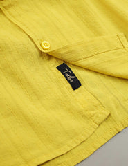 Turbo Billy Textured Knit Long Sleeve Cotton Casual Shirt In Yellow