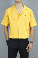 Turbo Knit Craft Crochet Casual Shirt In Yellow