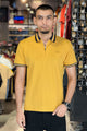 Turbo Contrast Tone Zip Collar Men's Polo Shirt In Yellow