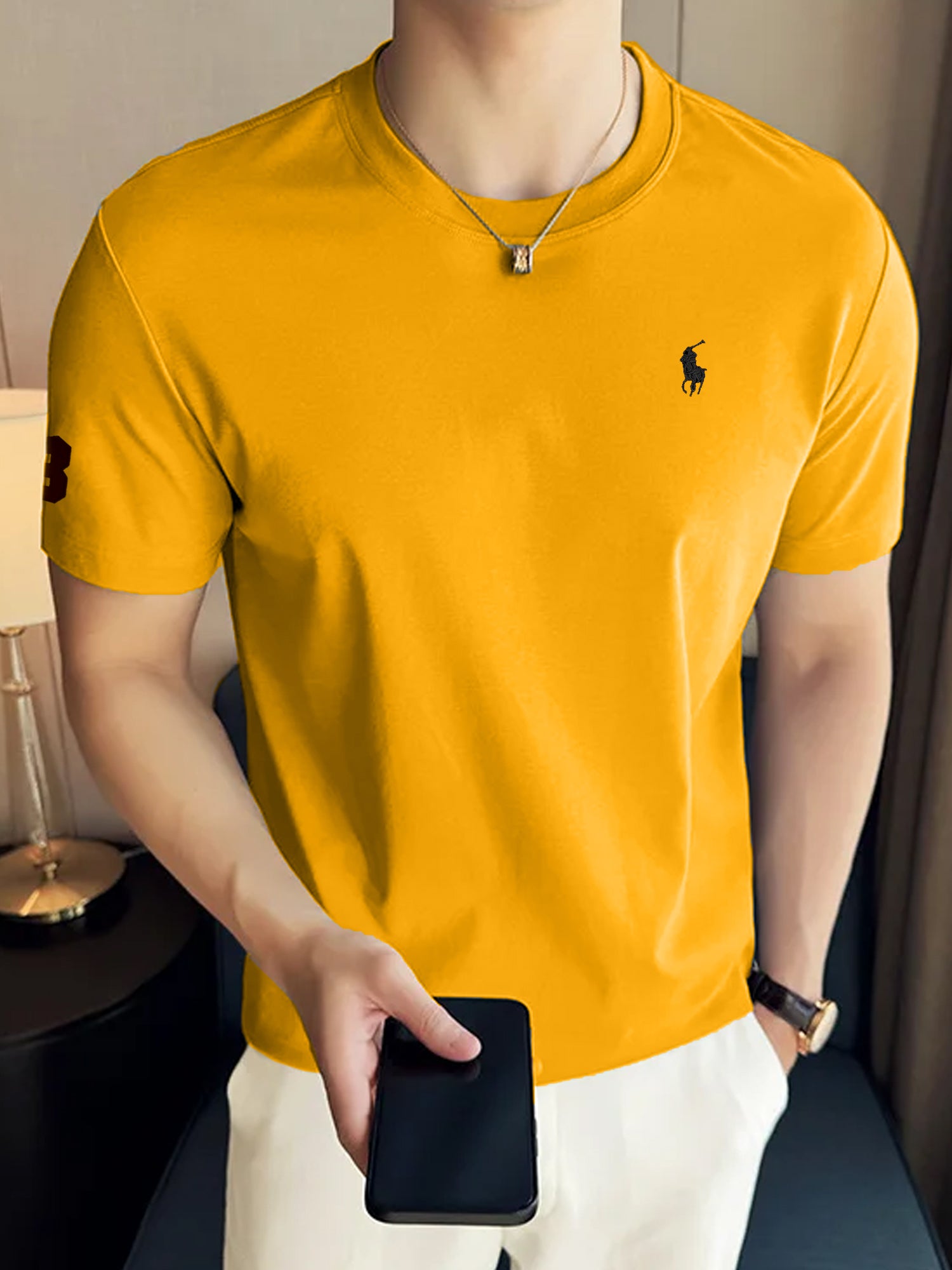 Rph Luren Premium Classic Fit Crewneck Polo T-Shirt