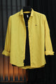 Turbo Billy Textured Knit Long Sleeve Cotton Casual Shirt In Yellow