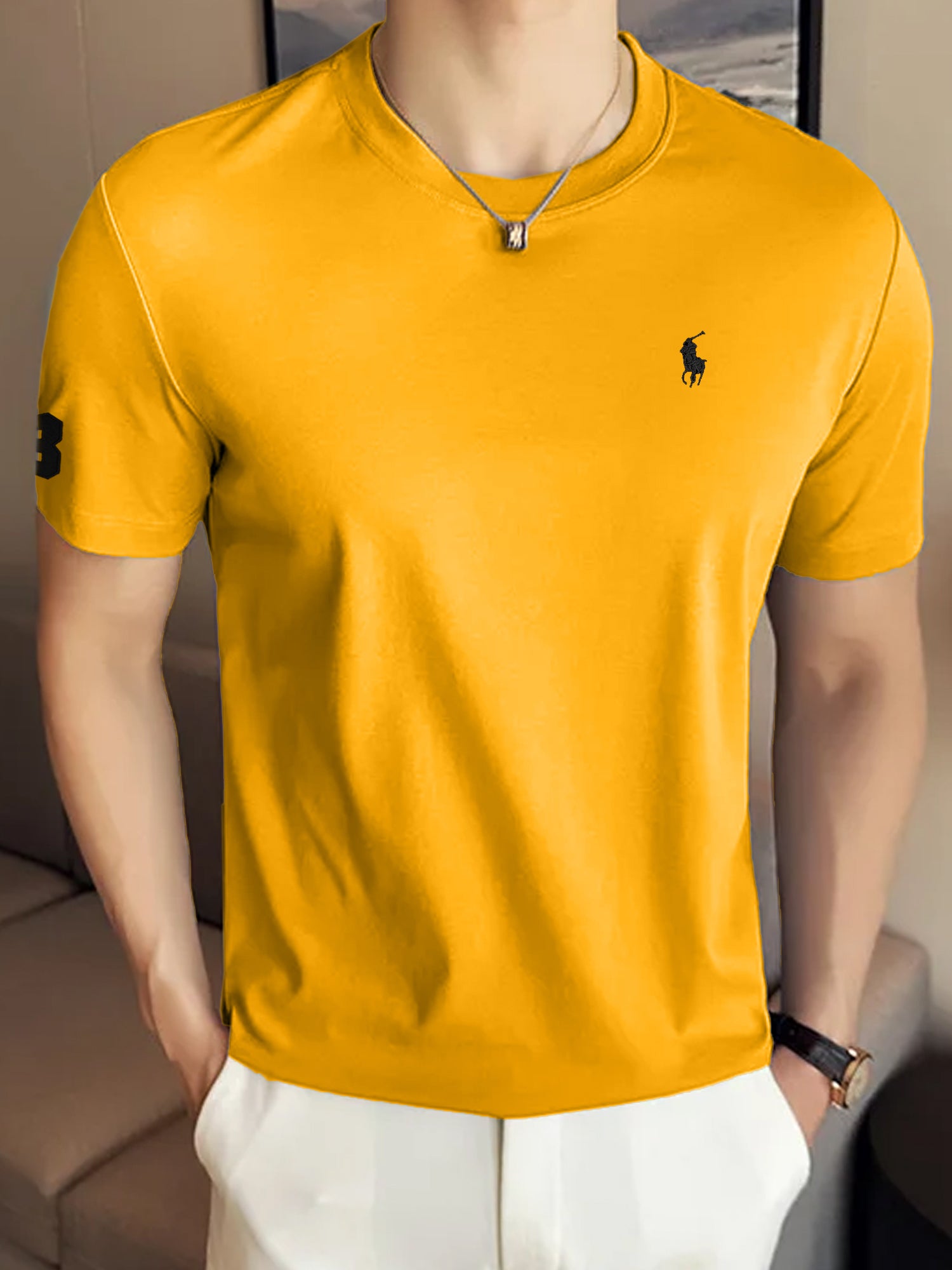 Rph Luren Premium Classic Fit Crewneck Polo T-Shirt