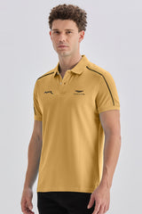 Hackt Aston Martin Shoulder Cut Short Sleeve Men's Polo Shirt In Light Orange