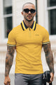 Turbo Contrast Tone Zip Collar Men's Polo Shirt In Yellow