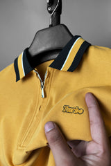 Turbo Contrast Tone Zip Collar Men's Polo Shirt In Yellow