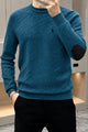 Polo Waffle-Knit Texture Imported Round Neck Men's Sweater