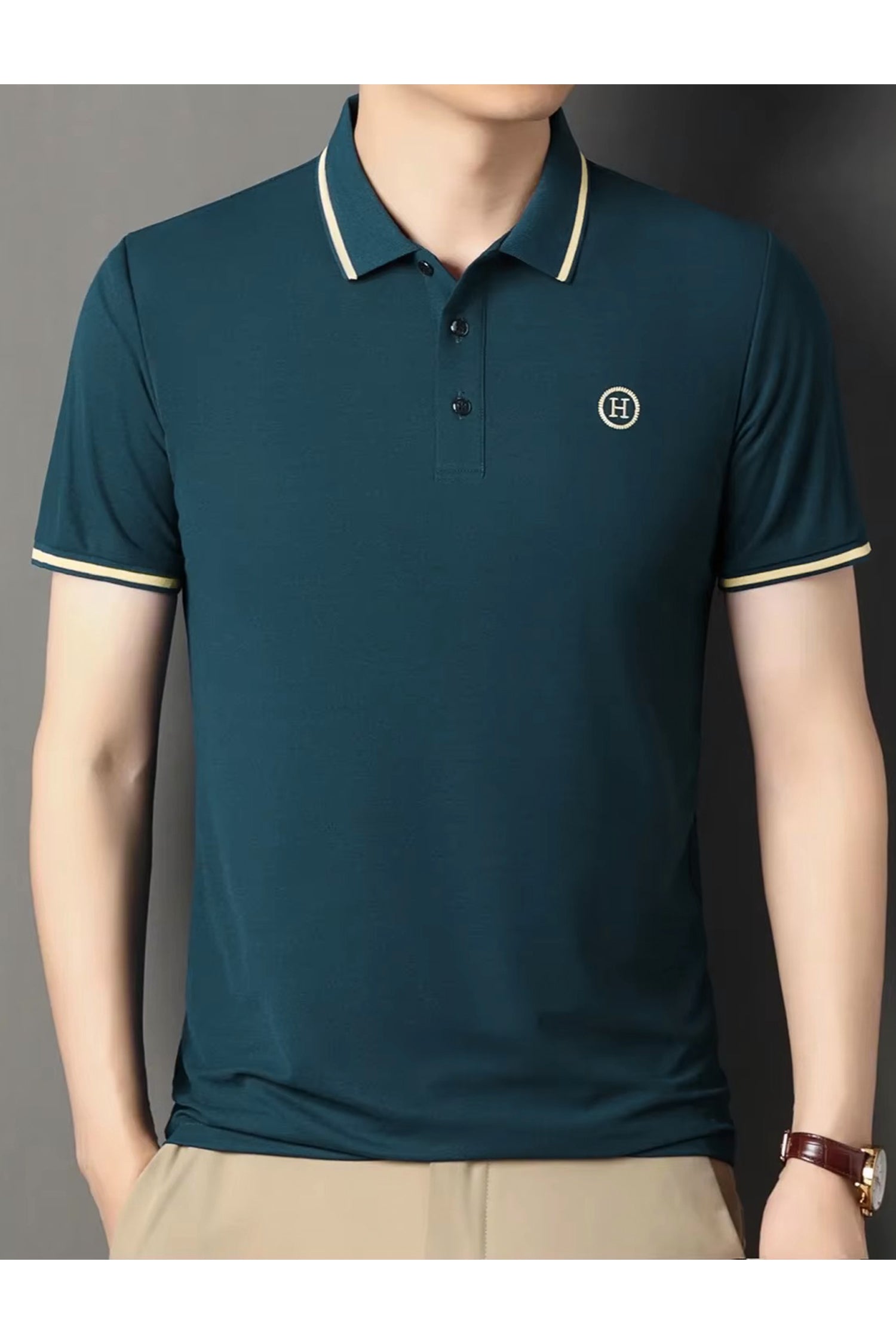 Custom Detail Lapel Men's Polo Shirt