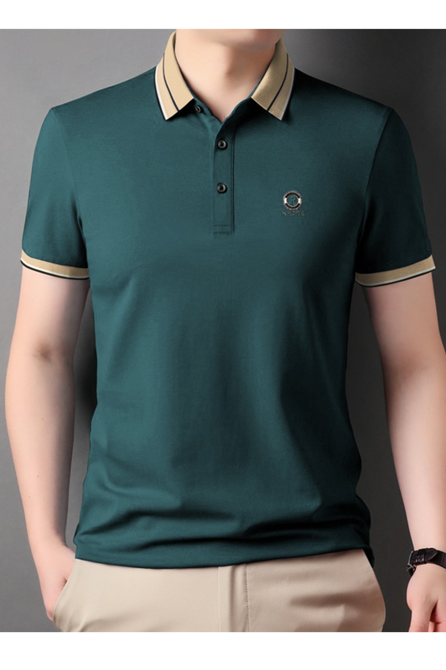 High End Letter Embroidered Men's Polo Shirt