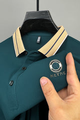 High End Letter Embroidered Men's Polo Shirt In Zink