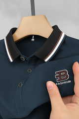 B Fashion Seamless Embroidered Men's Polo Shirt In Zink