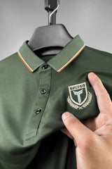 Turbo True Gentleman Embroidered Men's Polo Shirt In Olive