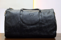 Fndi Imported Embossed Signature MonoGram Travel Bag in Black