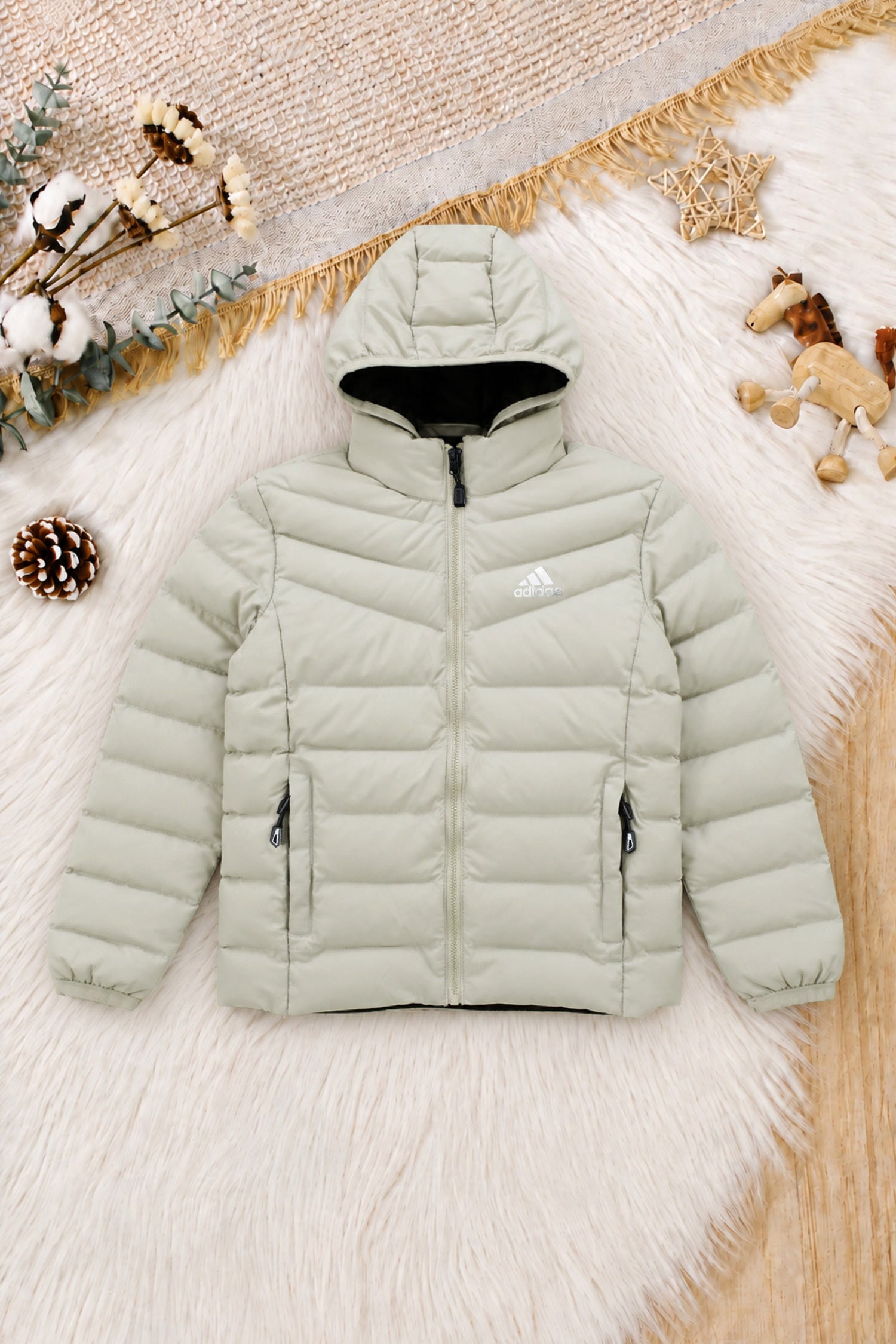 Adds Therma-Fit Detachable Hood Imported Kid's Puffer Jacket In Beige