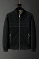 Turbo Meander Patterned Imported Mock Neck Men's Wool Jacket