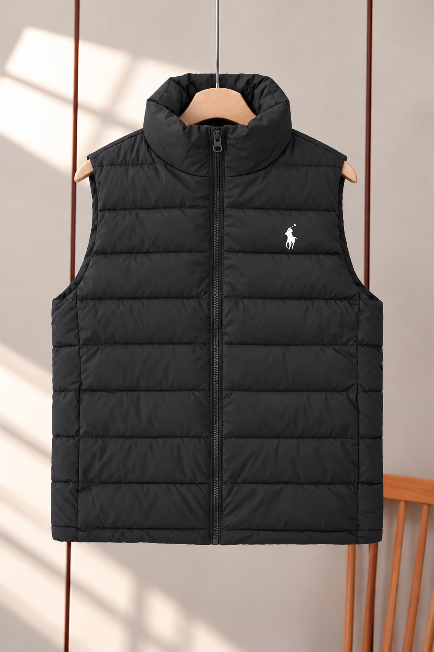 Polo Packable Down Imported Puffer Men's Gilet In Black