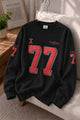 Turbo "77" Graphic Oversize Round Neck Men's Sweatshirt In Black