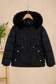 Women Scallop-Patterned Detachable Arm & Hood Imported Puffer Jacket In Black