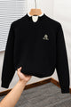 Lro Piana Italian Style Imported Heavy Wool Men's Sweater In Black