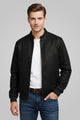 Blouson Bomber Suede Leather Jacket In Black