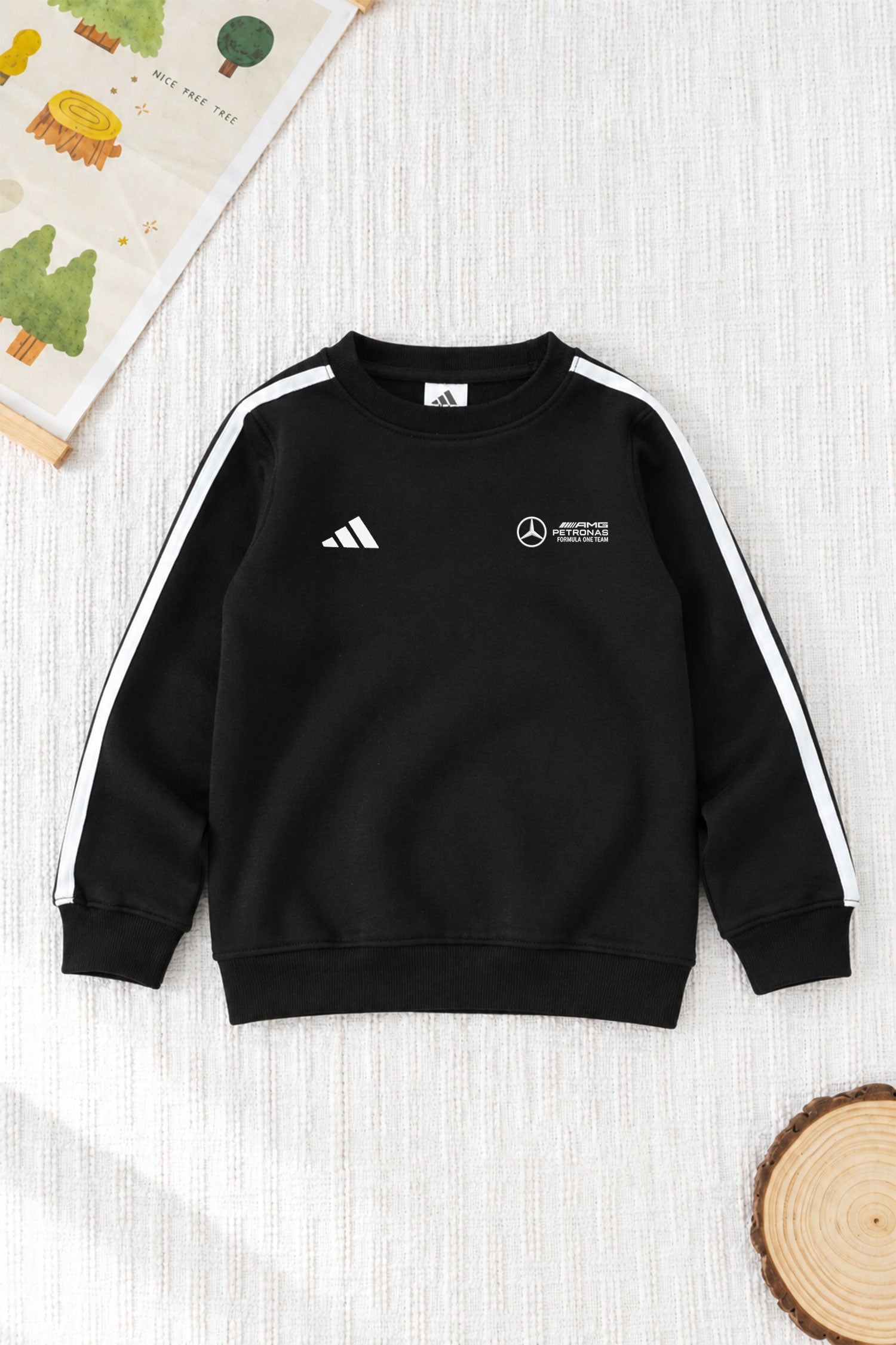 Adds Blokecore Aesthetic Quarter Round Neck Kid's Sweatshirt In Black