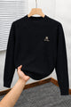Lro Piana Designer Textured Imported Round Neck Men's Sweater In Black