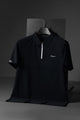 Fergmo Zipper Closure Style Men's Polo Shirt In Black