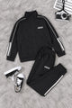 Adds Classic-Retro Lining Zipper Kid's Co-Ord Set In Black
