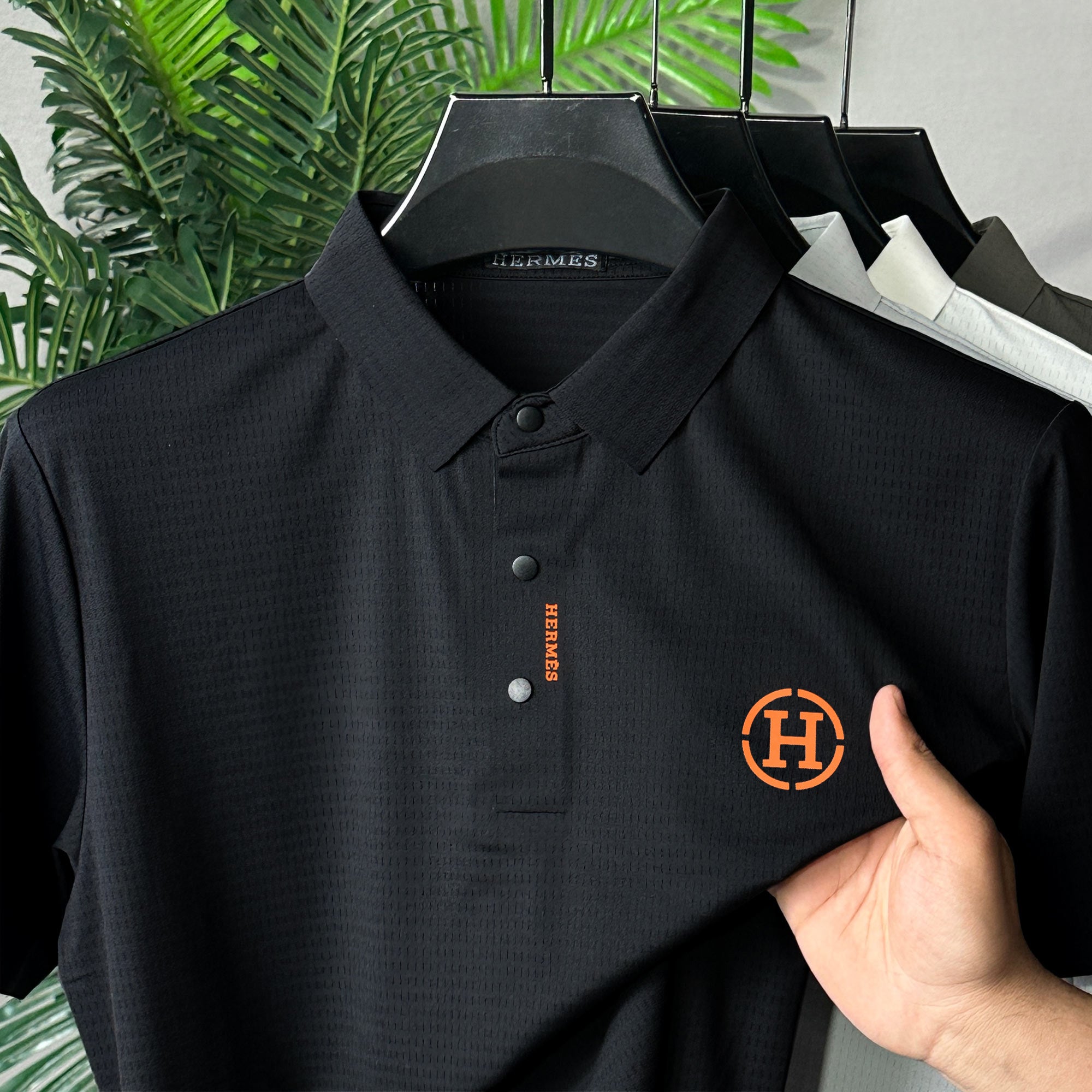 Hrms Orange Accent Logo Style Men's Polo Shirt