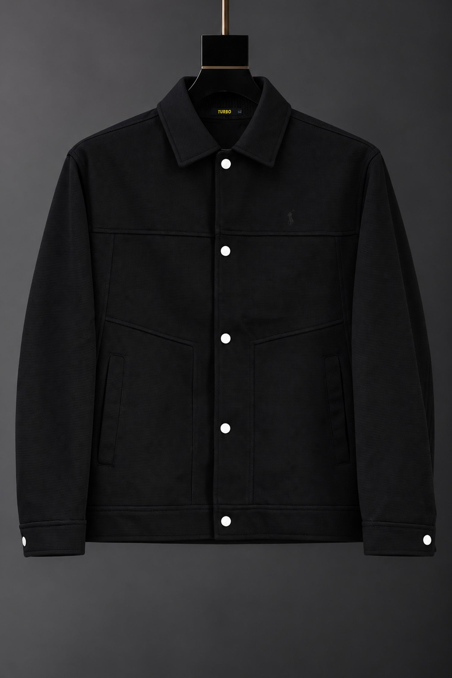 Turbo x Polo Heritage Casual Corduroy Imported Men's Suede Wool Jacket In Black