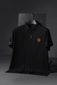 Hrms Orange Accent Logo Style Men's Polo Shirt In Black