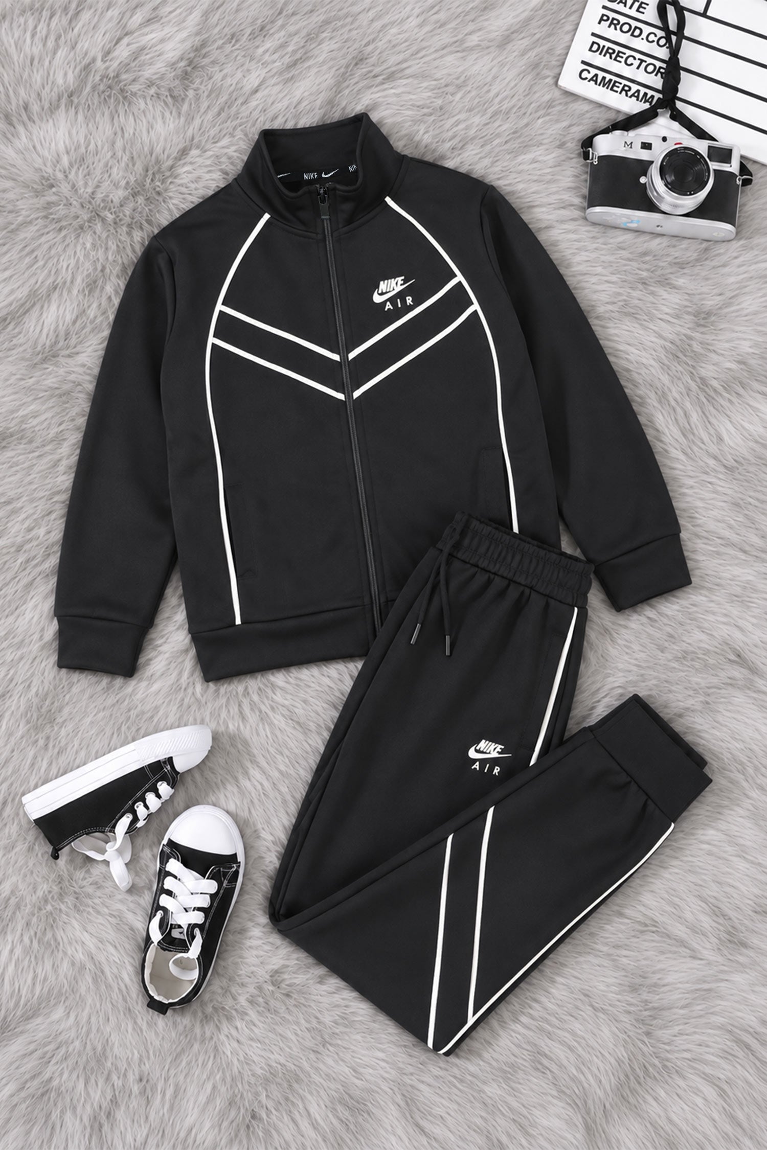 Nke Performance Runner Zipper Kid's Co-Ord Set In Black