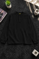 Turbo Basic Henley Imported Round Neck Men's Sweatshirt In Black