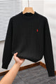 Polo Warm Cable Knit Lining Imported Men's Sweater In Black