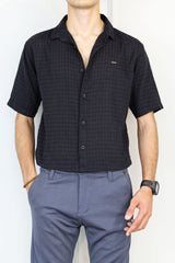 Turbo Designer Motif Embossed Casual Shirt In Black
