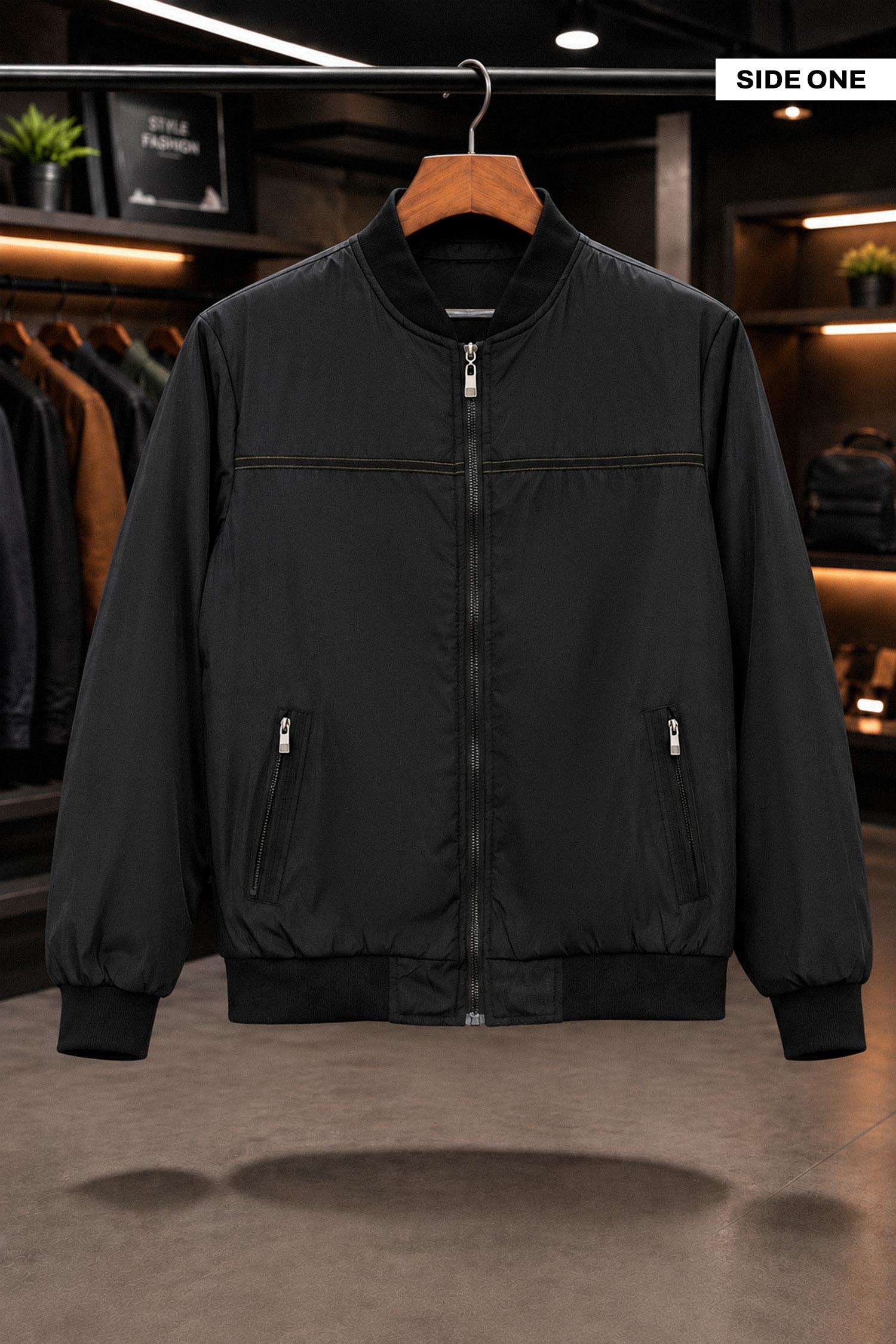 SoftShell Varsity Double-Sided Imported Big Size Light Weight Jacket In Black