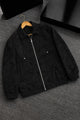 Men's Relaxed Fit Suede Leather Jacket In Black