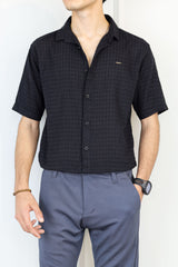 Turbo Designer Motif Embossed Casual Shirt In Black
