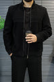 Turbo Meander Patterned Imported Mock Neck Men's Wool Jacket