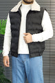Sherpa Fur Collar Imported Parachute Men's Gilet In Black