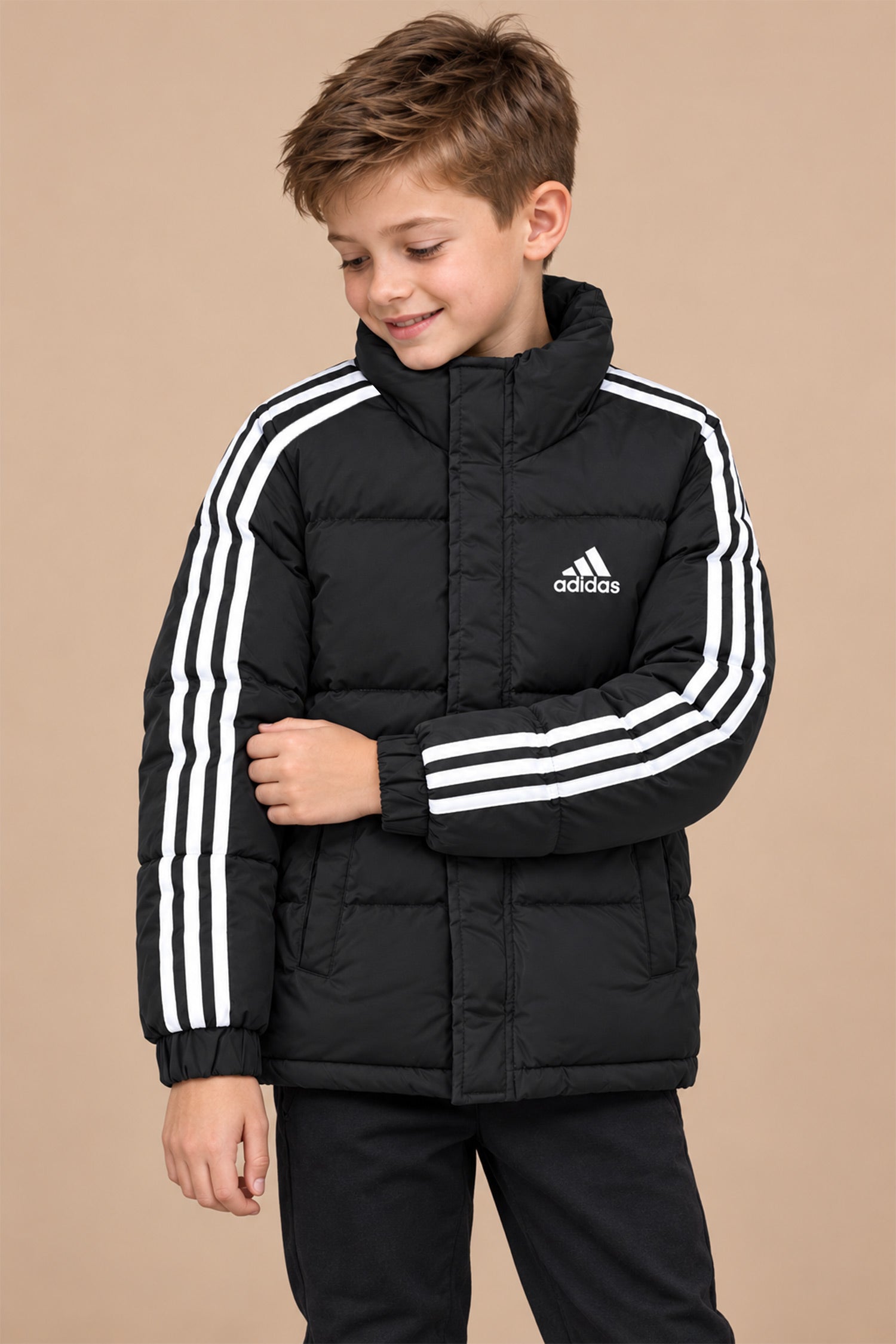 Adds Synthetic Shearling Imported Kid's Puffer Jacket In Black