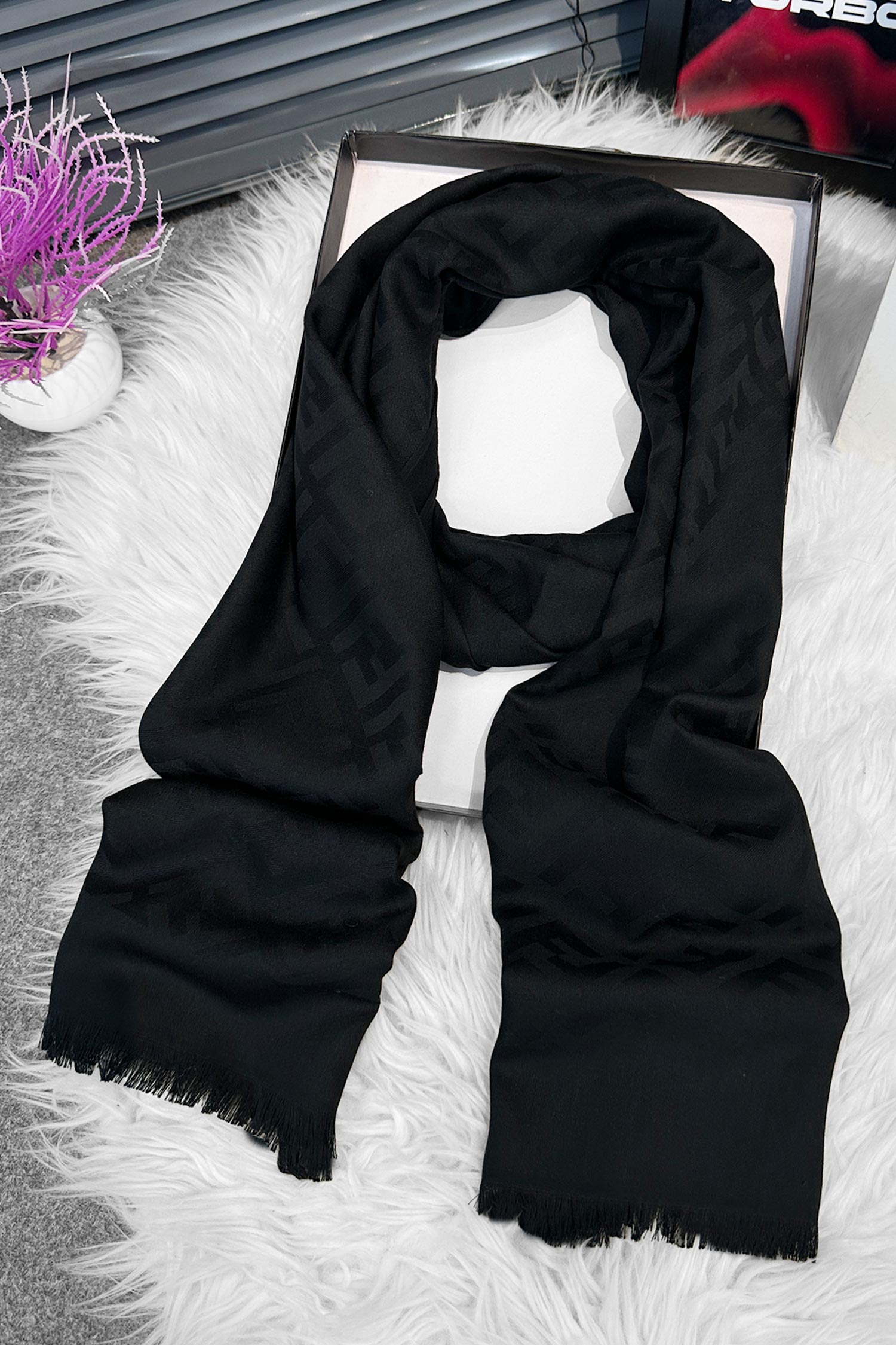 Fndi Jacquard FF Pattern Imported Men's Silk Muffler