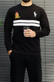 Plo Rph Lren Classic Paneled Round Neck Men's Sweatshirt In Black