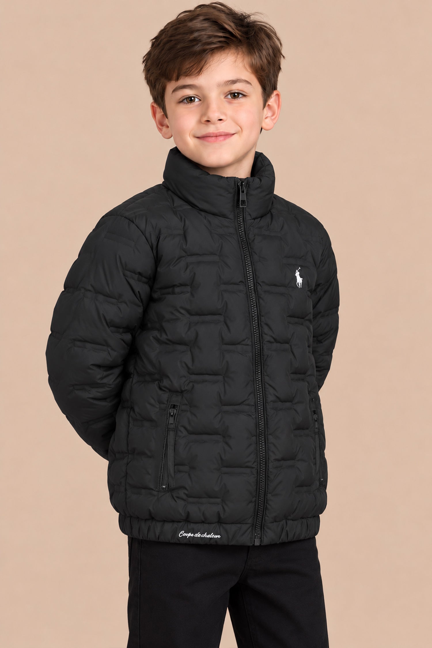 Polo Beaton Quilted Imported Kid's Puffer Jacket In Black