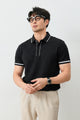 Turbo Piping Collared Style Men's Polo T-Shirt In Black