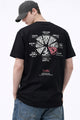 Men's "Lucky Horn" Typography Round Neck Tee in Black